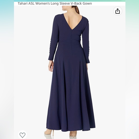 TAHARI ASL long sleeve V-Back Maxi Dress - Picture 2 of 14